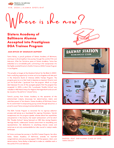 SAB Alumna Spotlight Feb. 2024 Tamia Bailey